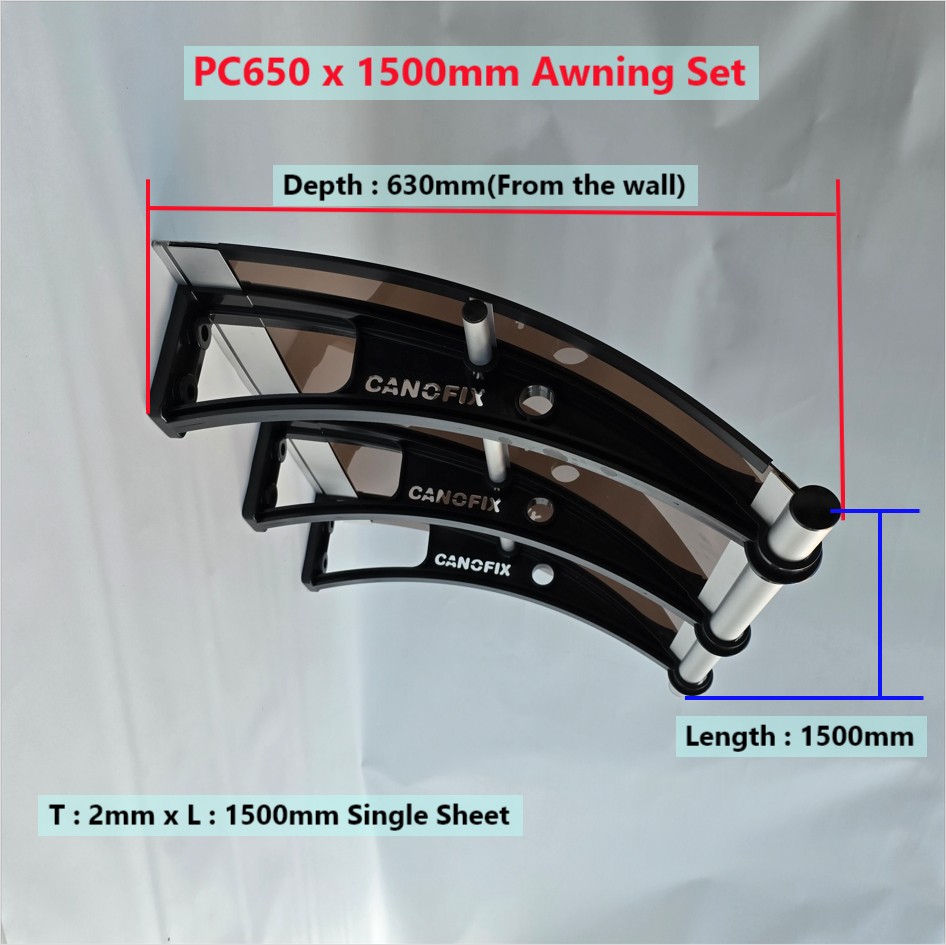 PC650 x 1500mmSpecial Windoor Awning