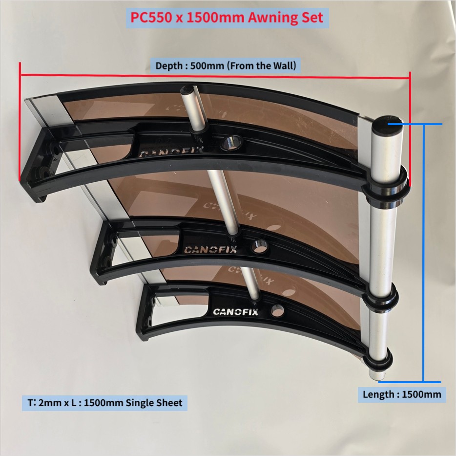 PC550 x 1500mm Special Windoor Awning Set