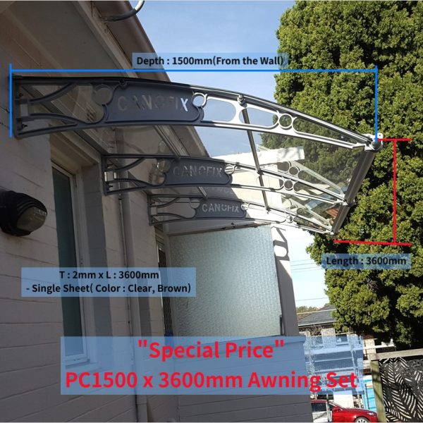 DIY Door Window Awning System PC1500 x 3600mm Awning Set