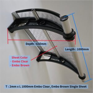 Canofix PC650 x 1000mm Polycarbonate Awning Set, DIY window and door canopy, black brackets, 630mm projection, weather protection